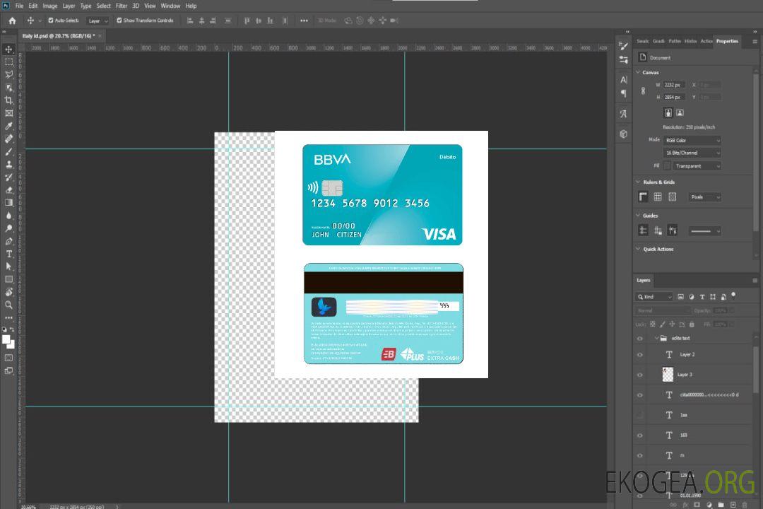 Carte de débit Visa de la banque BBVA Argentine template Carte de débit Visa de la banque BBVA Argentine template